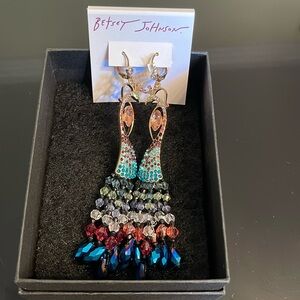 Betsey Johnson Peacock Earrings NWB